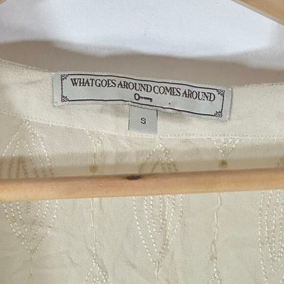 WHAT GOES AROUND COMES‎ AROUND Anthropologie Silk Beaded Cardi Womans S Cottage - Picture 4 of 11